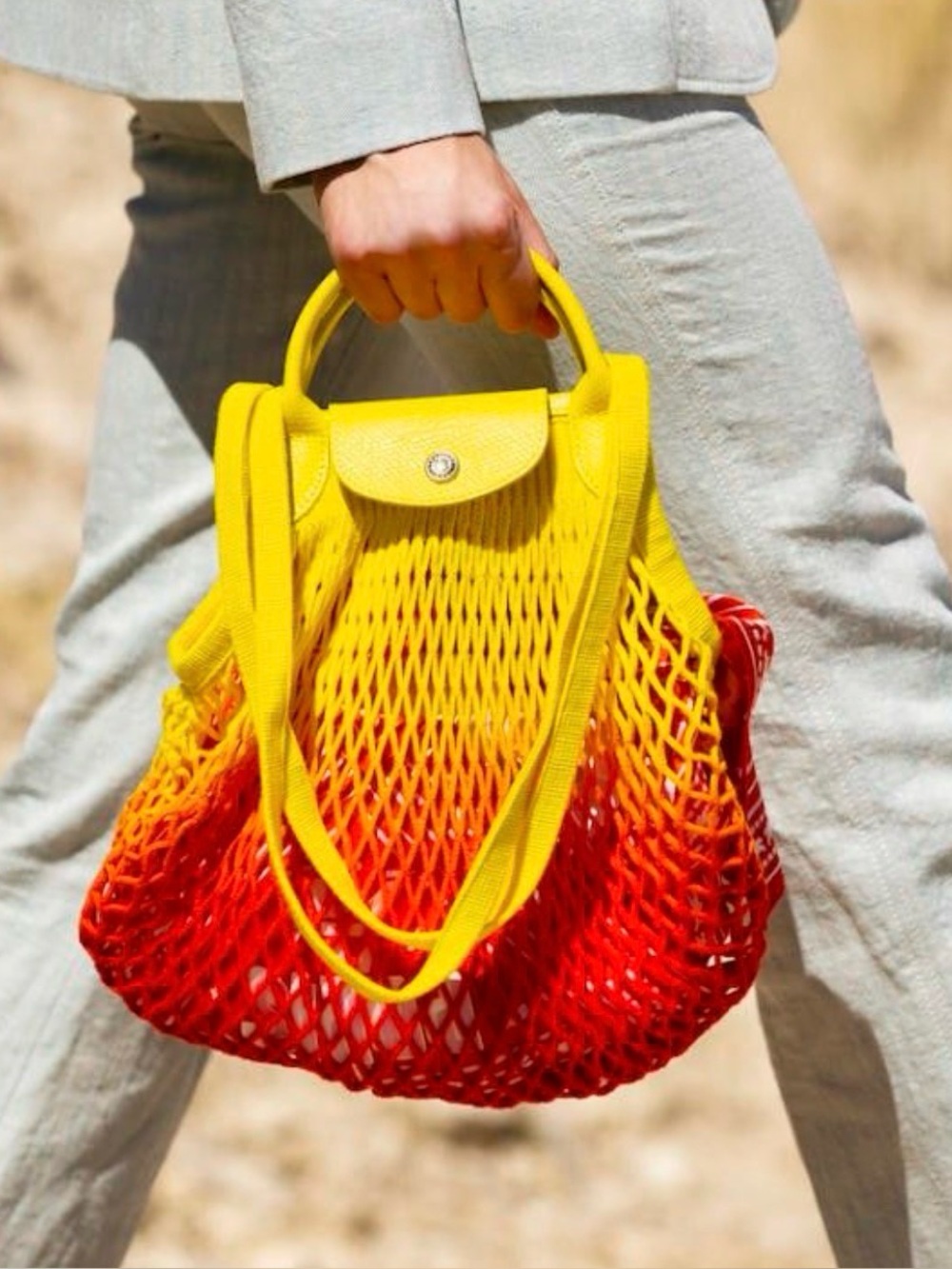 NWT Longchamp Le Pliage Filet Dip Dye Knit Shoulder Bag-unopened, in sealed bag